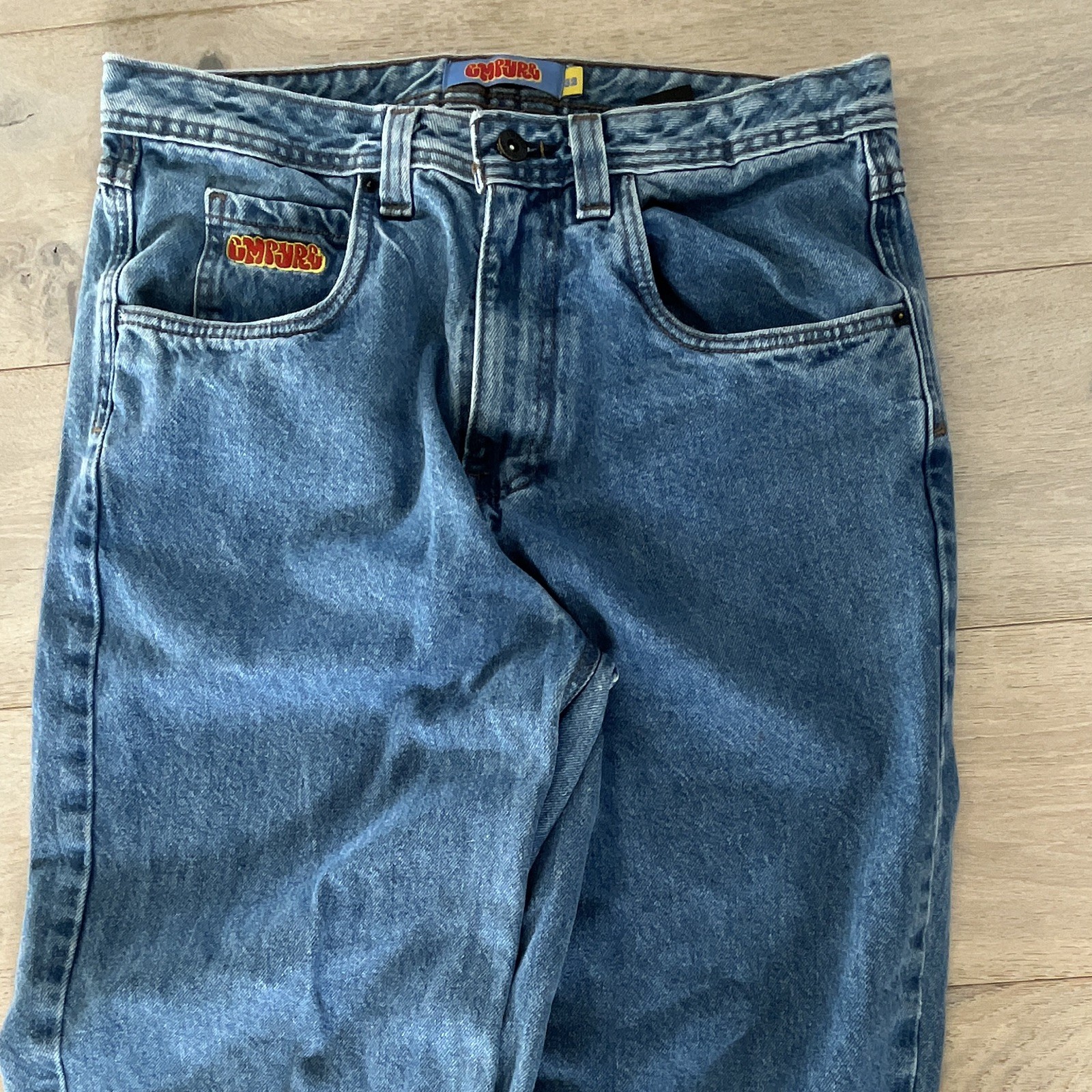 Empyre Men’s Blue Denim Wide-Leg Jeans Regular Fit Mid Rise 5-Pocket Logo