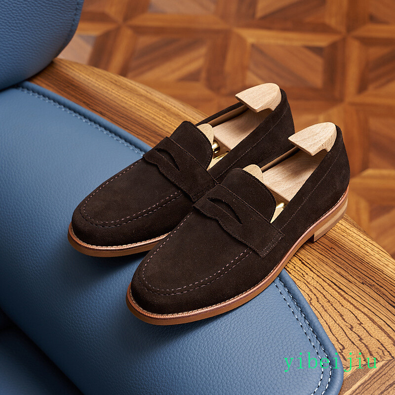 Vintage Men’s Real Suede Leather Slip On Loafers Dress Shoes Handmade Retro 2026