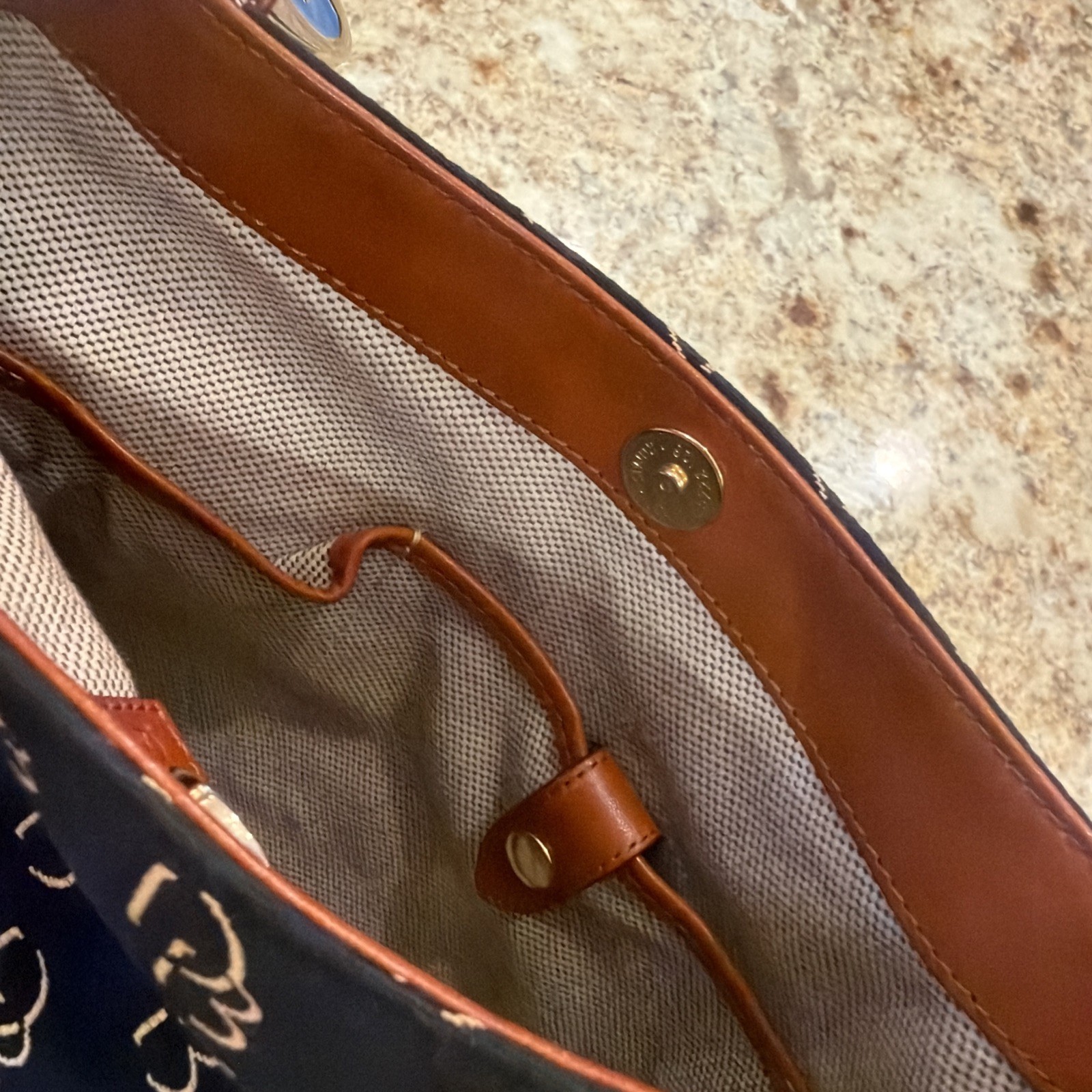 Dooney & Bourke Florentine Medium Black Brown Crossbody Jaquard Canvas Leather