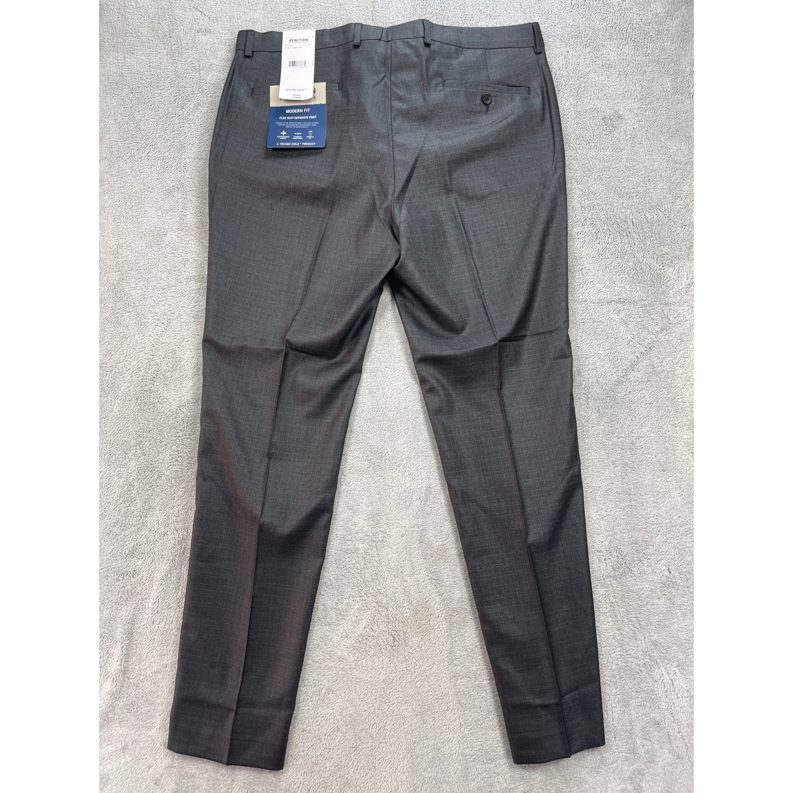 Kenneth Cole Reaction Dress Pants Mens 38×32 Grey Flex Modern Fit Techni-Cole