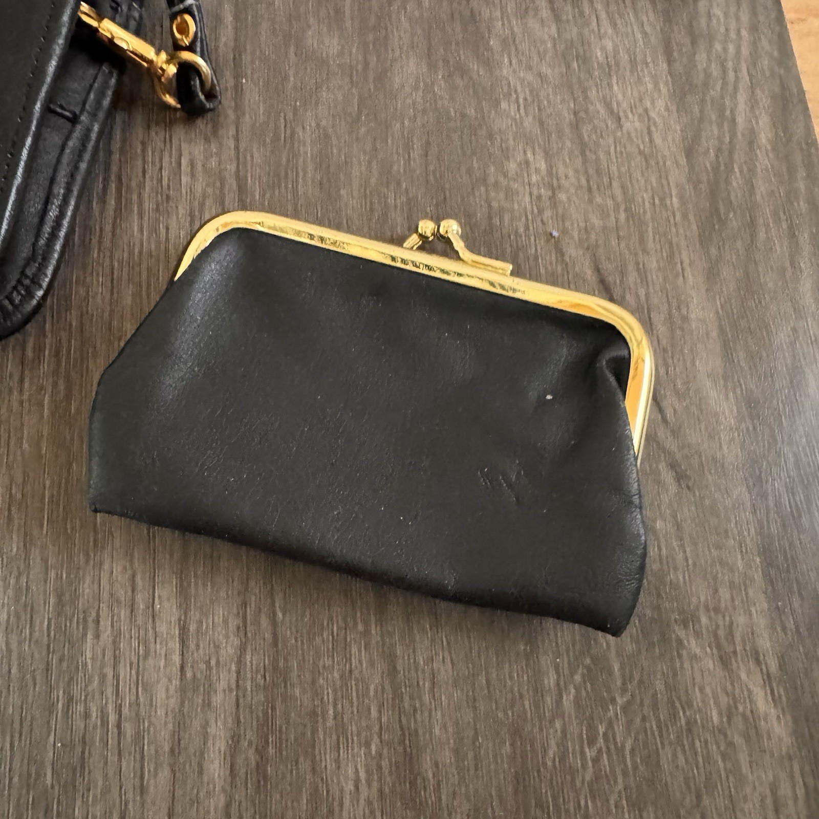Vintage Genuine Leather Crossbody Organizer Wallet Belt Bag Kiss Lock Coin Purse