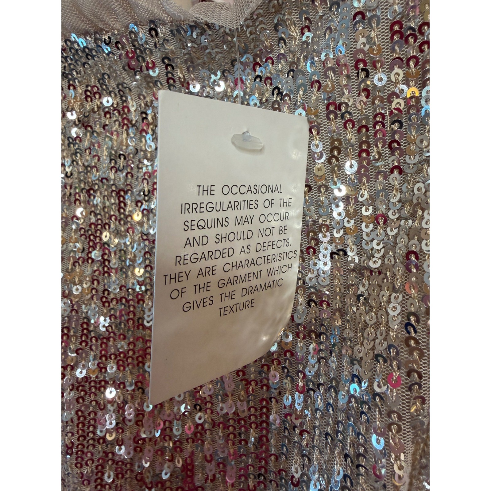 Gal Meets Glam Sequin Bow Shoulder Mini Dress Champagne Silver Size 10 NYE Party