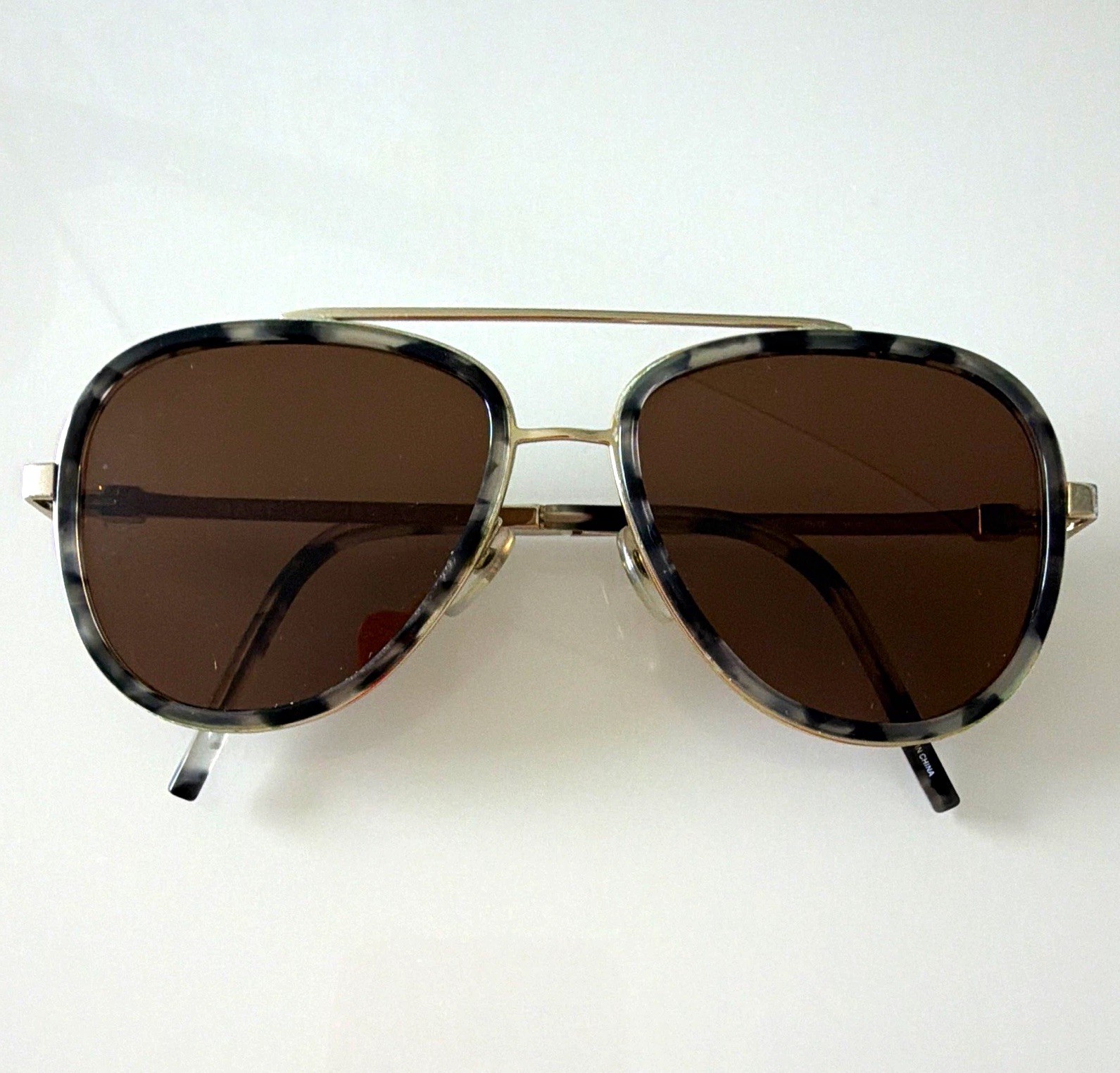 MARC JACOBS MARC 136/S Aviator Sunglasses Silver Metal Brown Tinted 56-17 145