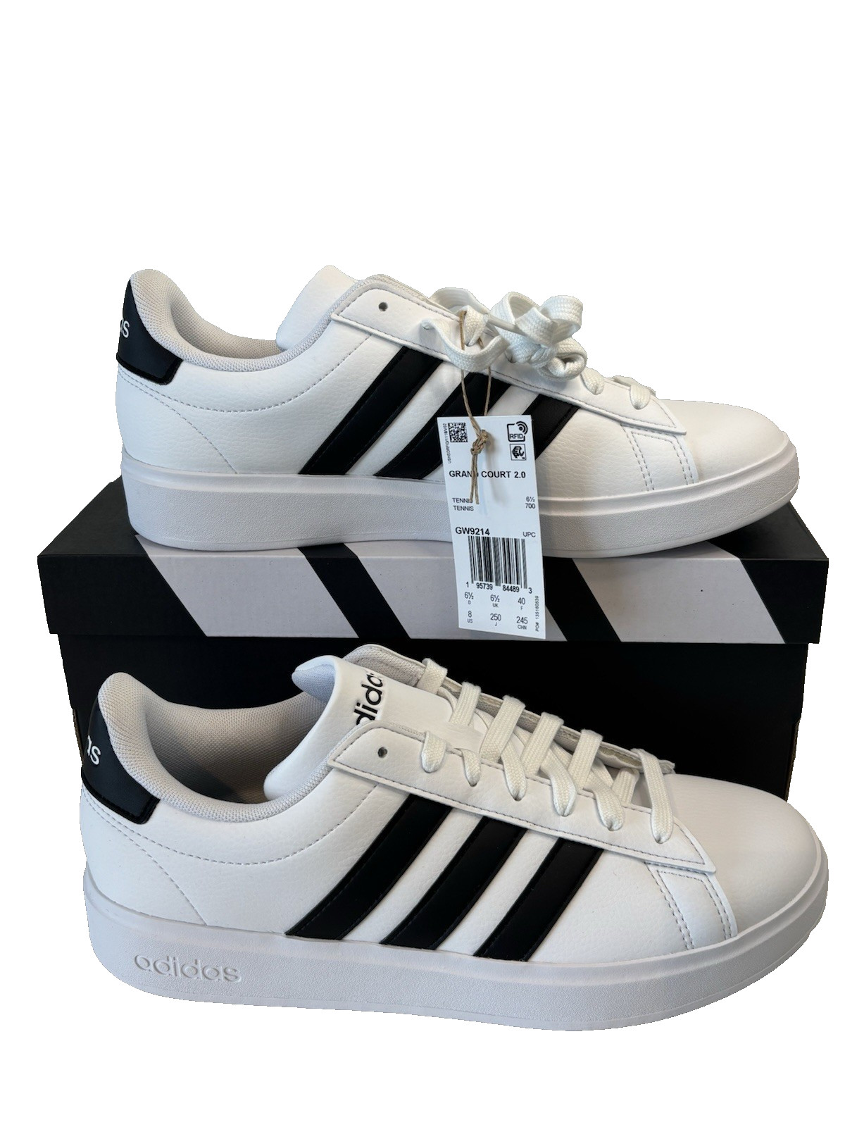 Adidas Grand Court 2.0 Womens Tennis Sneaker GW9214 Size 8 White Black NEW