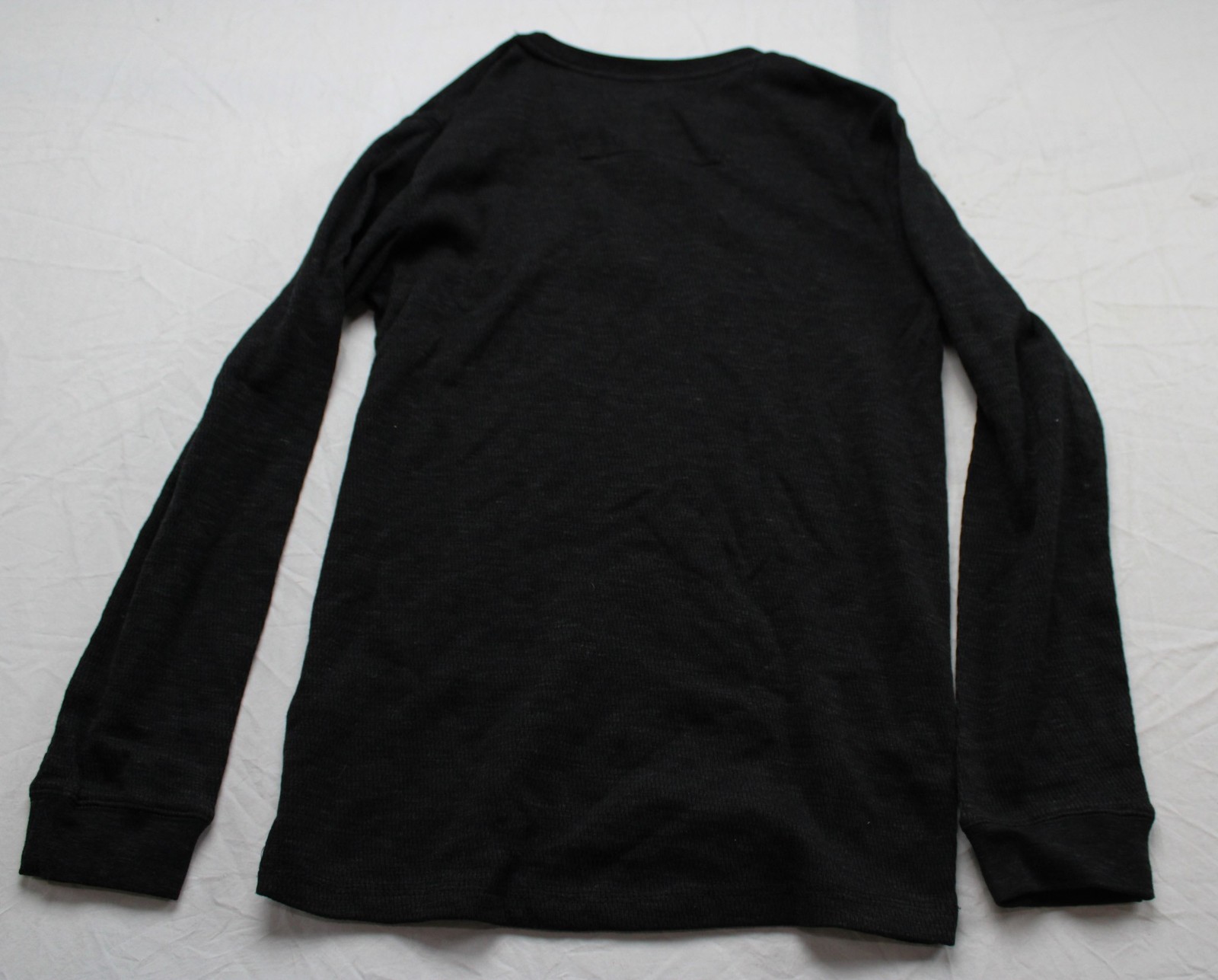 George Men’s Waffle Knit Thermal Long Sleeve Henley Shirt JK5 Black Small NWT
