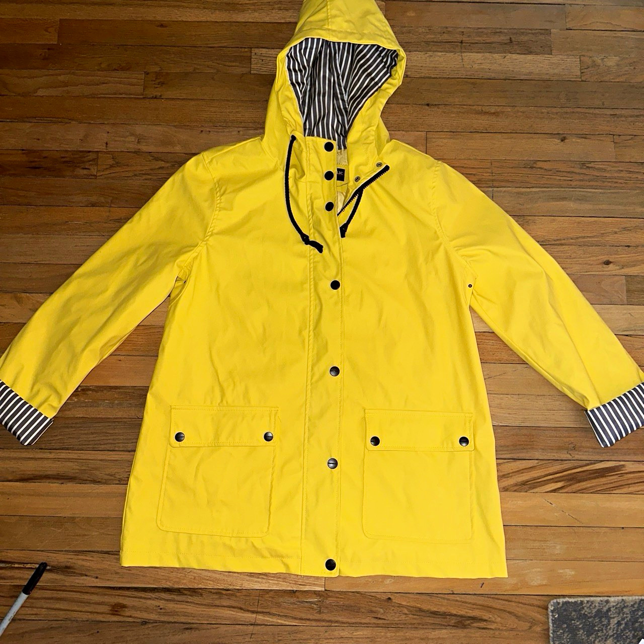 Urban Republic Women’s Yellow Hooded Raincoat Coat, Zip/Snap Closure, M