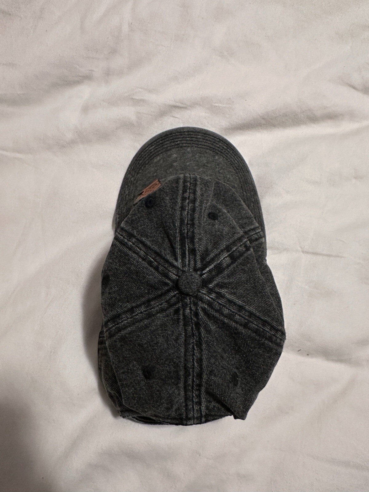 Black Denim Jean Cotton Polo Style Dad / Baseball Ball Cap Hat MN Leather Patch
