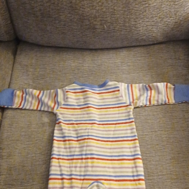 Wonder Nation Baby One-Piece Cotton Knit Striped Zip Sleeper Long Sleeve 0-3M