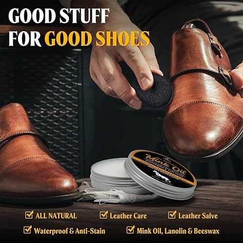 MEKER Mink Oil for Leather Boots, Leather Conditioner and Cleaner 3.52 oz-All-Na