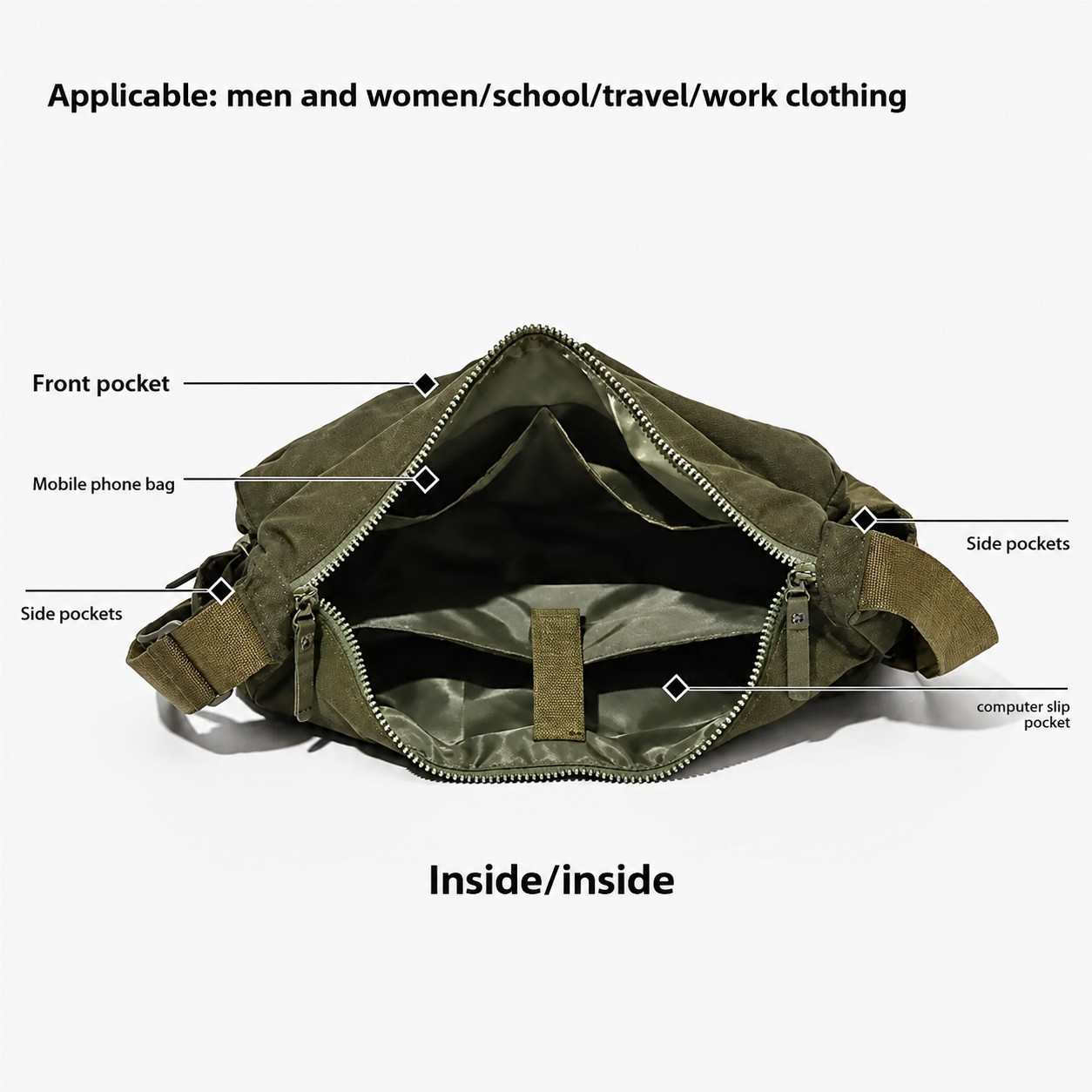 UNIQLO Casual Multi-pocket Messenger Bag Women Fashion Nylon Shoulder Bag Travel