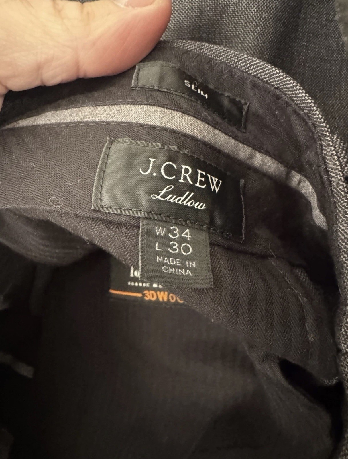 J.CREW Charcoal Italian Stretch Worsted Wool Ludlow Suit Men’s 42R, pants 34×30