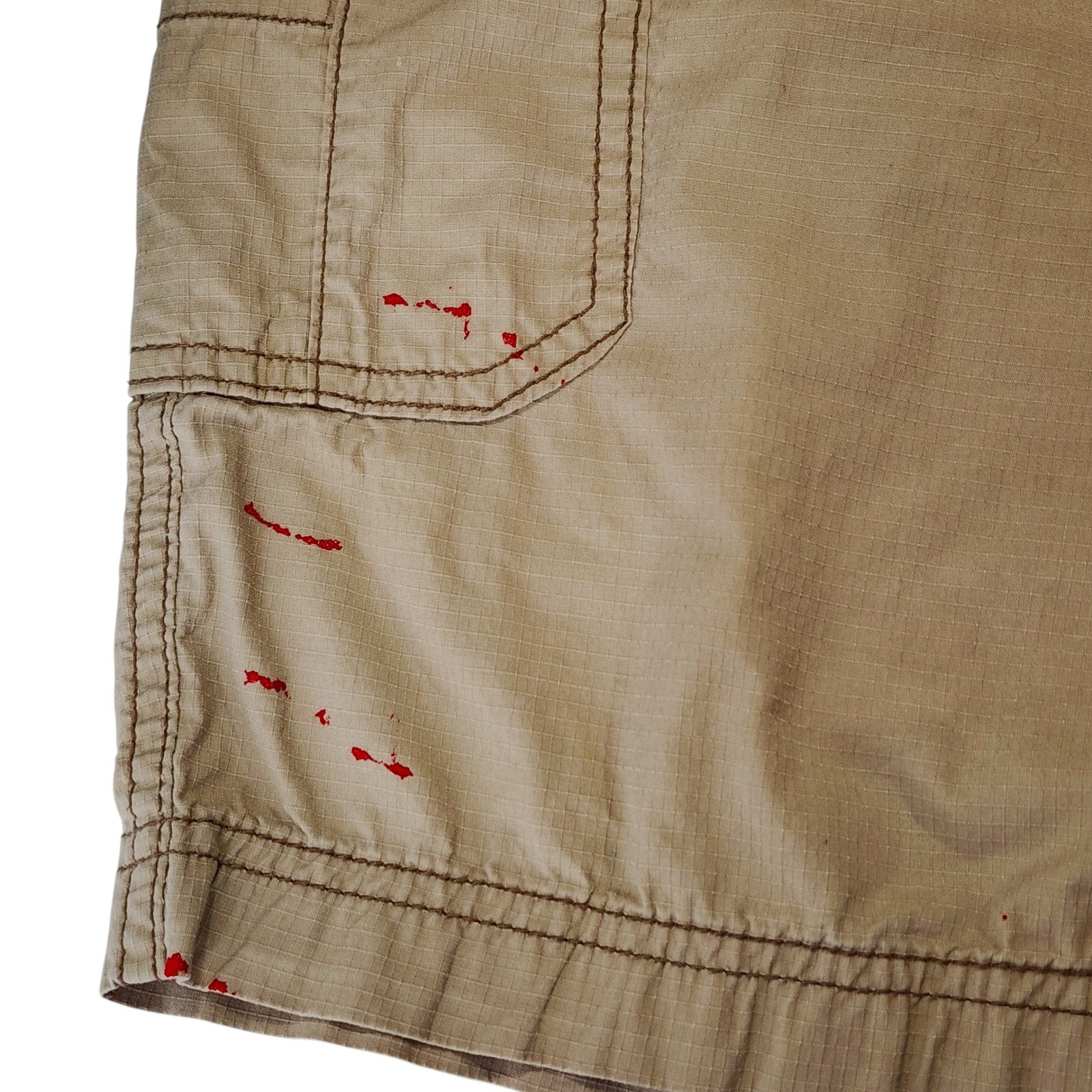 WearFirst Cargo Short 42 Men Beige Ripstop Skater Grunge Streetwear Hike 11″ 24″