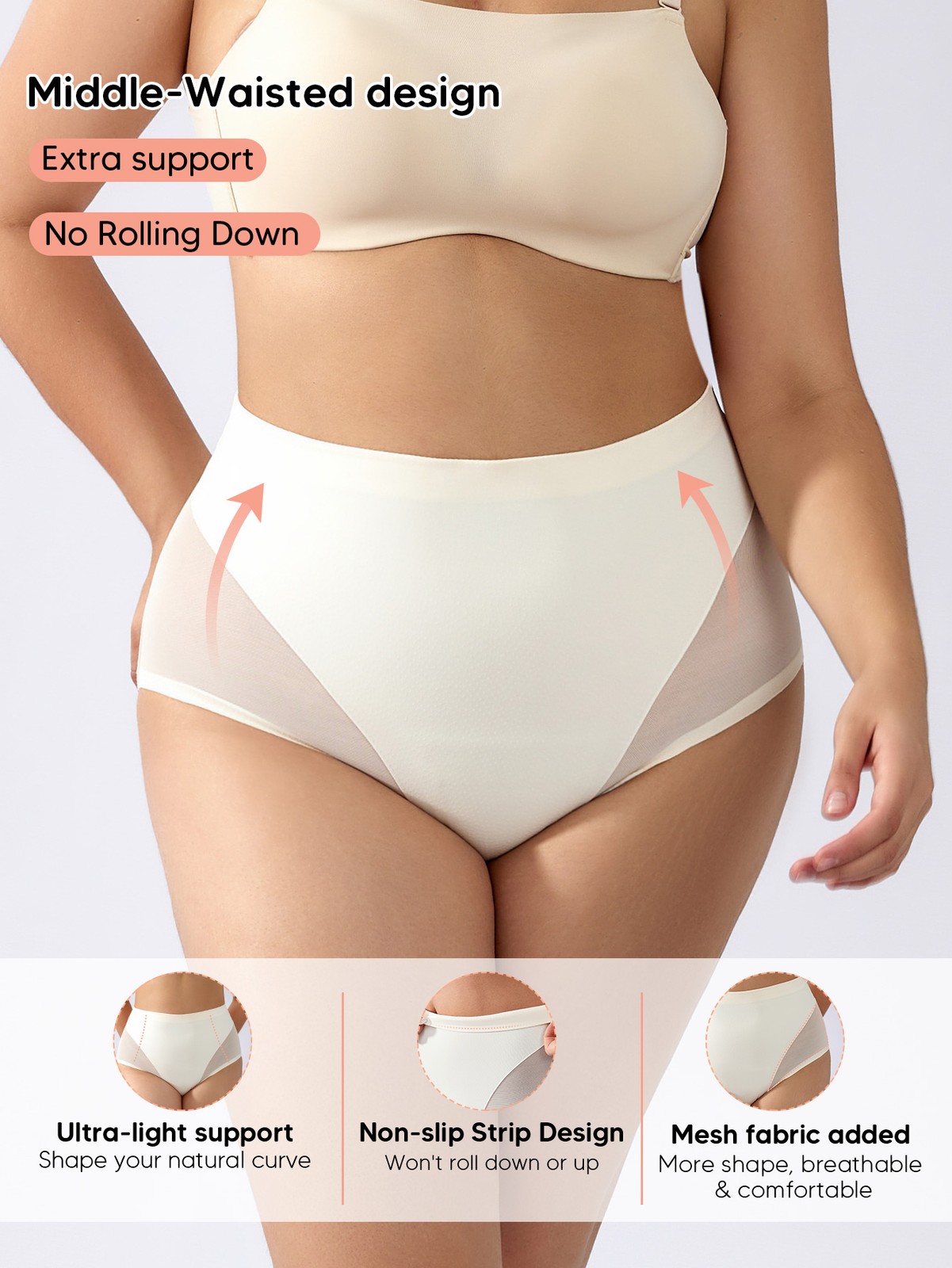 Plus Size Women’s Tummy Control Shapewear Underwear Seamless Body Shaper Panties