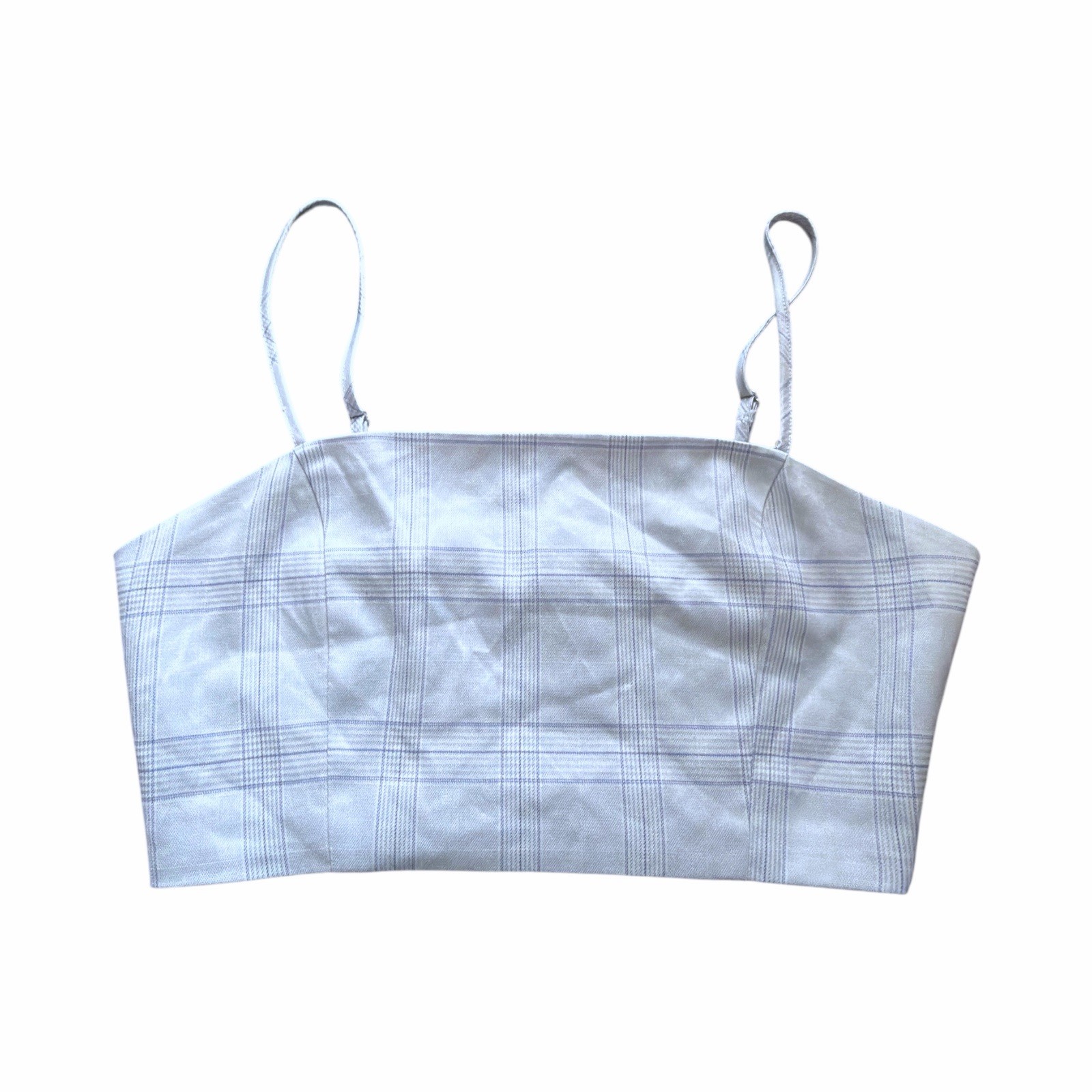 Forever 21 Blue Plaid Strapless Crop Top – Size S