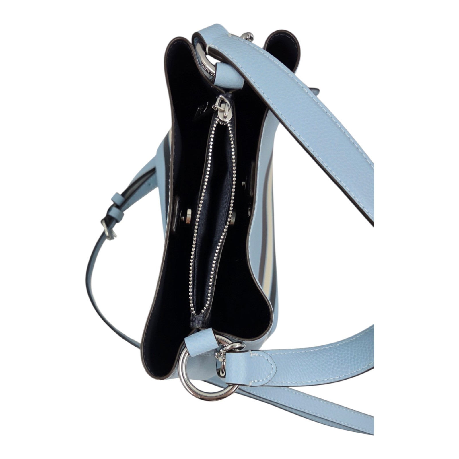 Coach Town Bucket Bag Colorblock Stripe Leather, Blue C4080 8.5 x 8.75 x 4 Inch