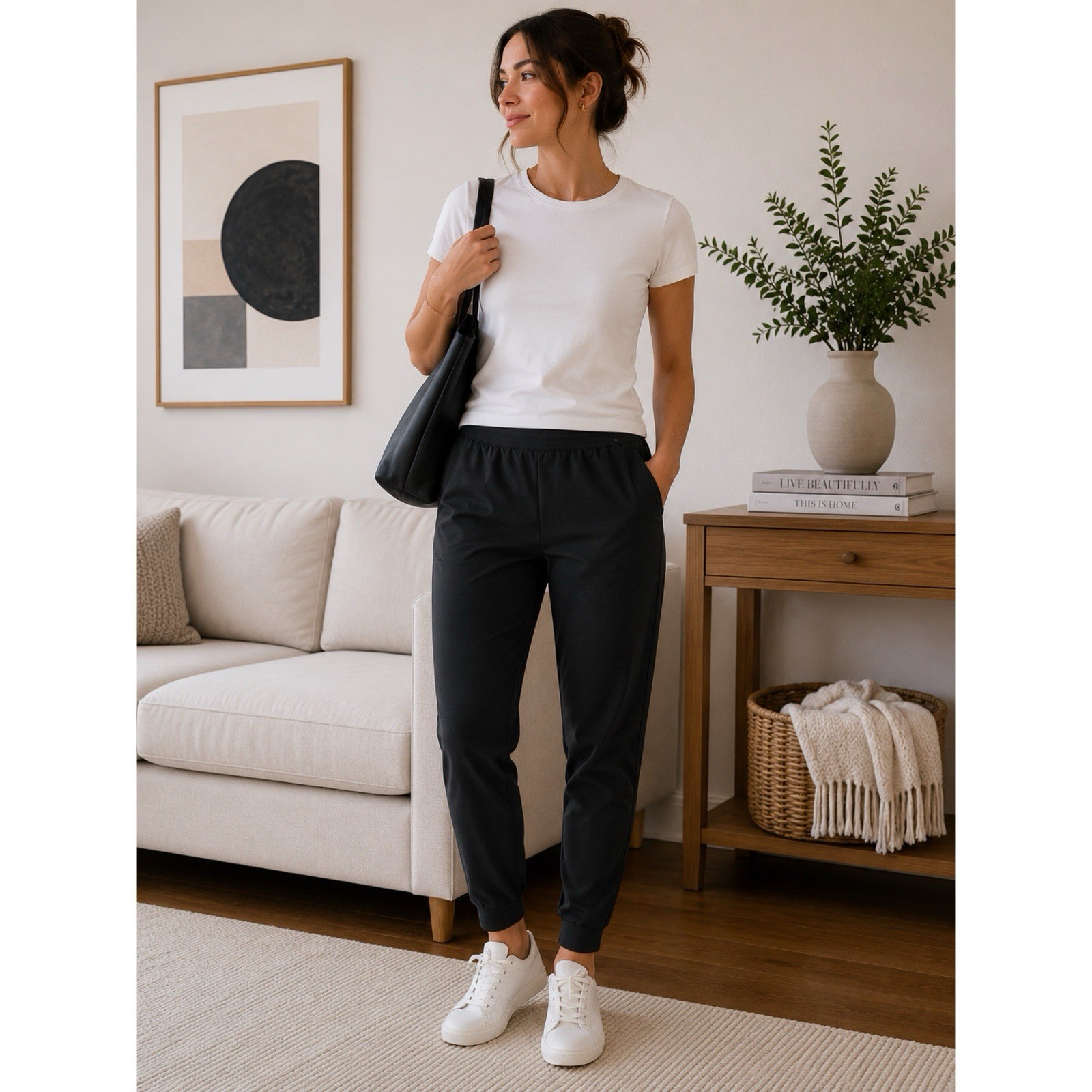 UNIQLO DRY-EX Size Large Jogger Pants Black Stretch Athletic Travel