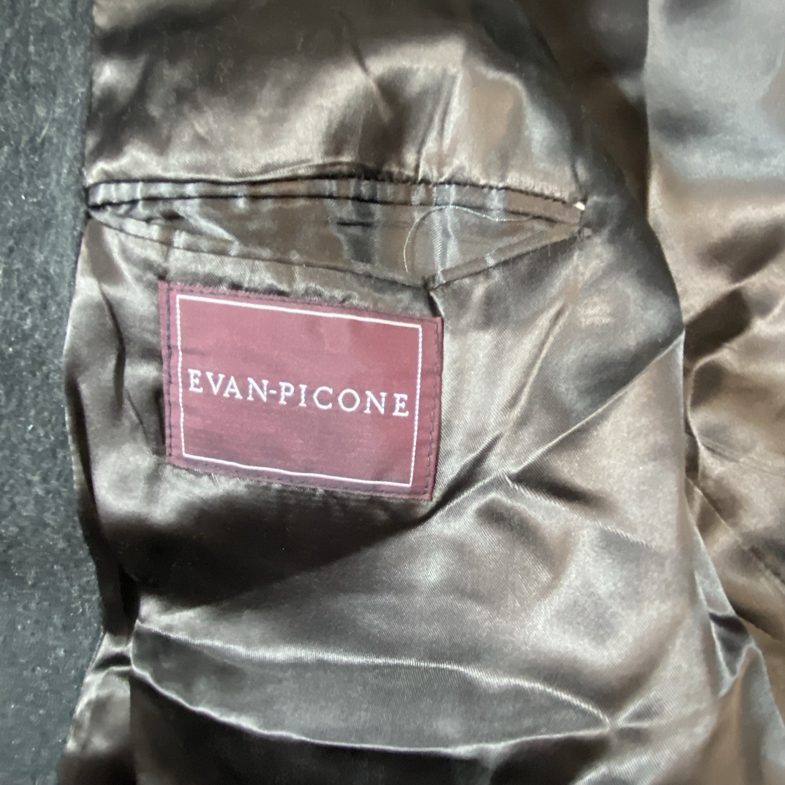 EVAN PICONE Double Breasted Full Length WOOL Blend Men’s Coat w/ SATIN Liner