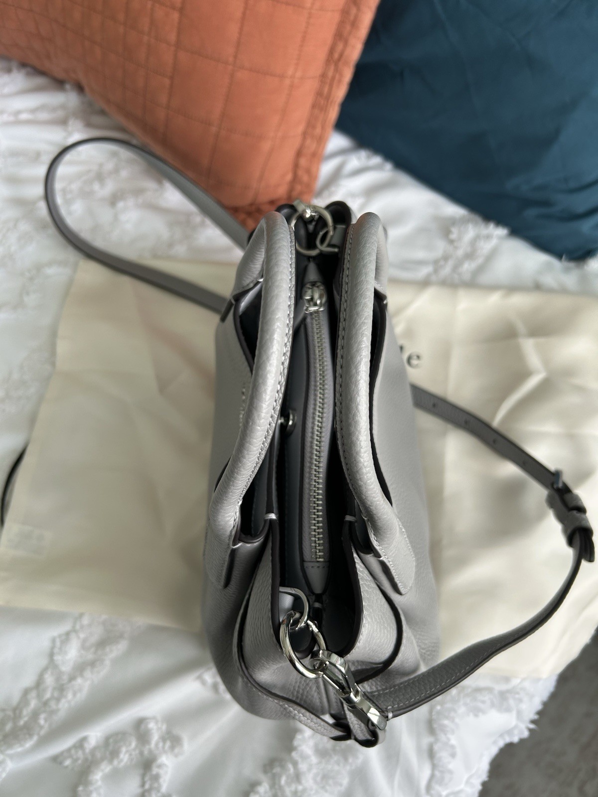 kate spade new york Gray Pebbled Satchel Top Handle Crossbody
