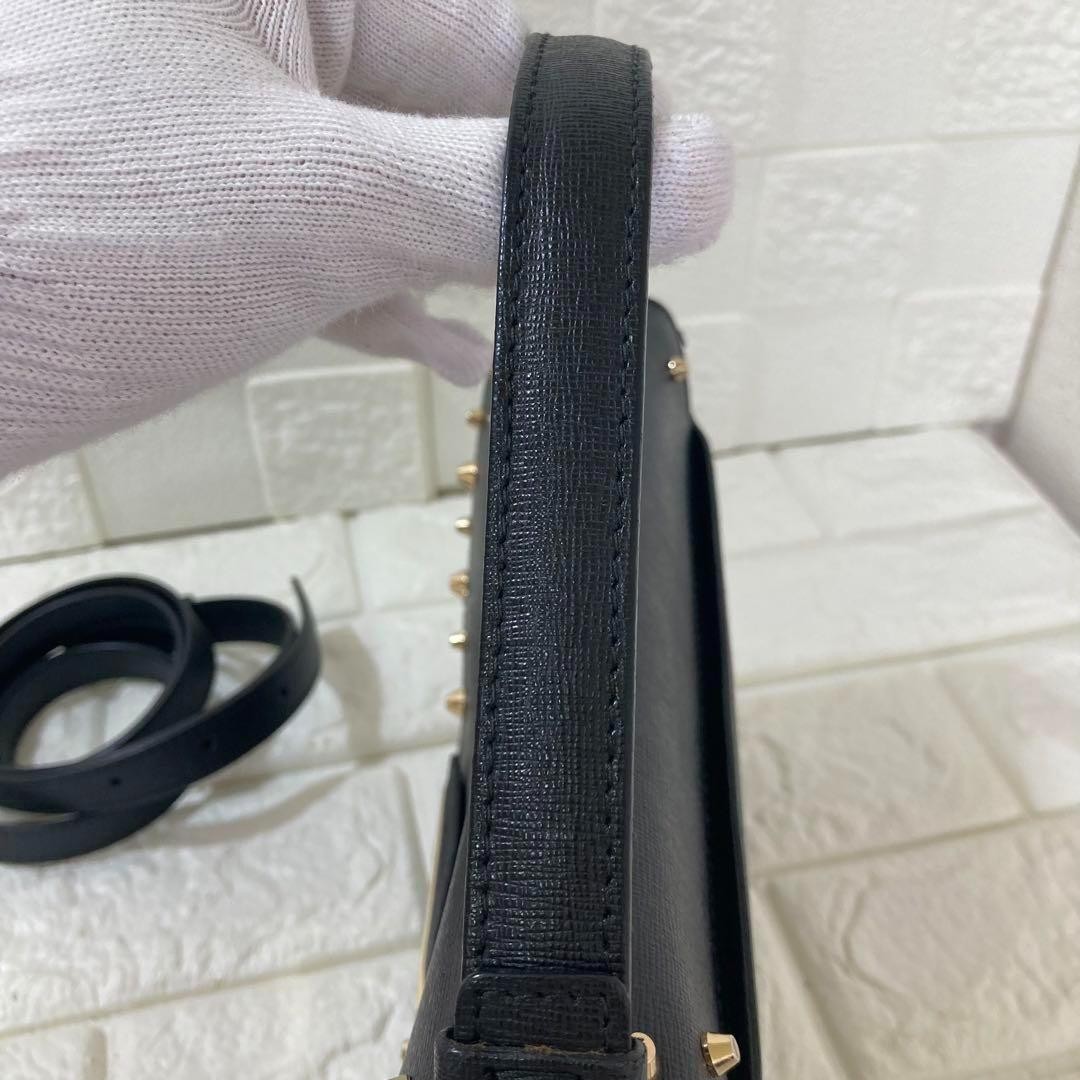Furla 2way Handbag Shoulder Bag Black Japan Used Excellent Condition 0713773