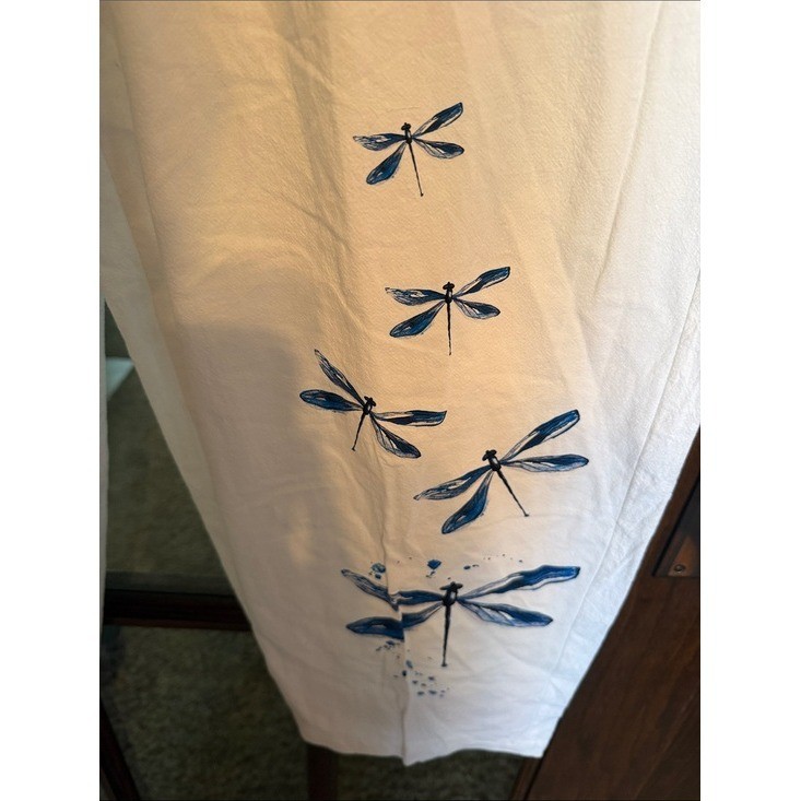 Noracora White Dragonfly Graphic Elastic Waist Relaxed Pants 3XL NEW Cottagecore