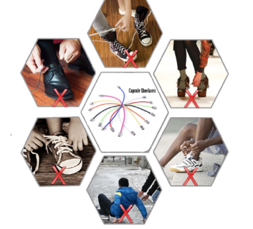 Elastic Silicone No Tie Shoe Laces – Lazy Shoe Laces for Trainers, Adult & Kids