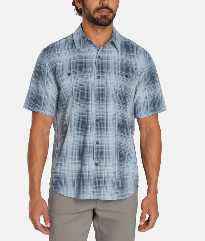 Orvis Men’s Short Sleeve Woven Tech Shirt Blue Size XL