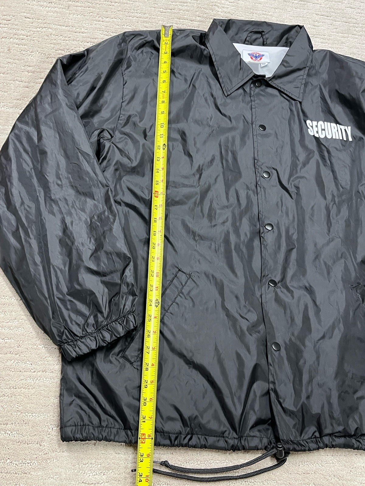 First Class Security Jacket Mens 2XL Black Waterproof Full Zip Uniform