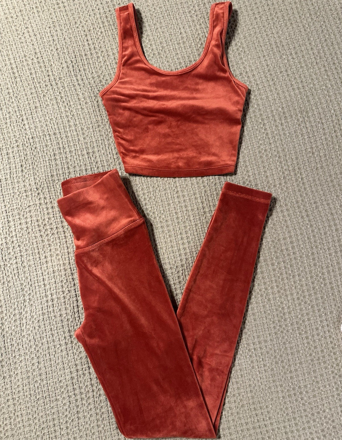 OFFLINE by Aerie Velour 2pc Sports Bra & Leggings Set XS/S Rust Yoga