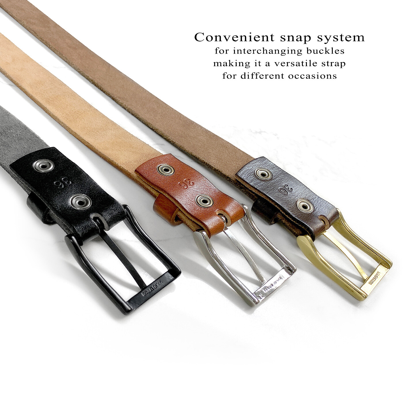 Full Grain Genuine Leather One Piece Casual Dress Belt 1-1/8″ (30mm) wide