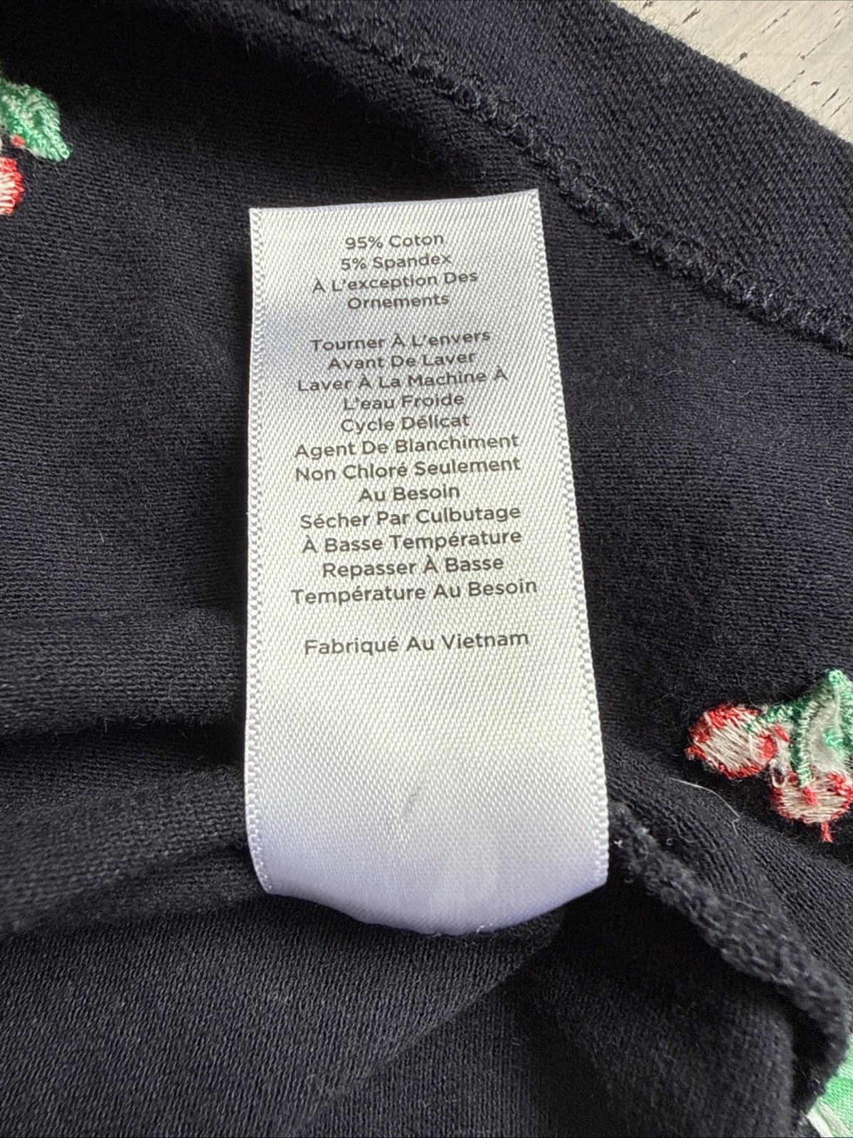 Talbots Navy Polo W/embroidered Cherries, Green Gingham Collar Accent, XS