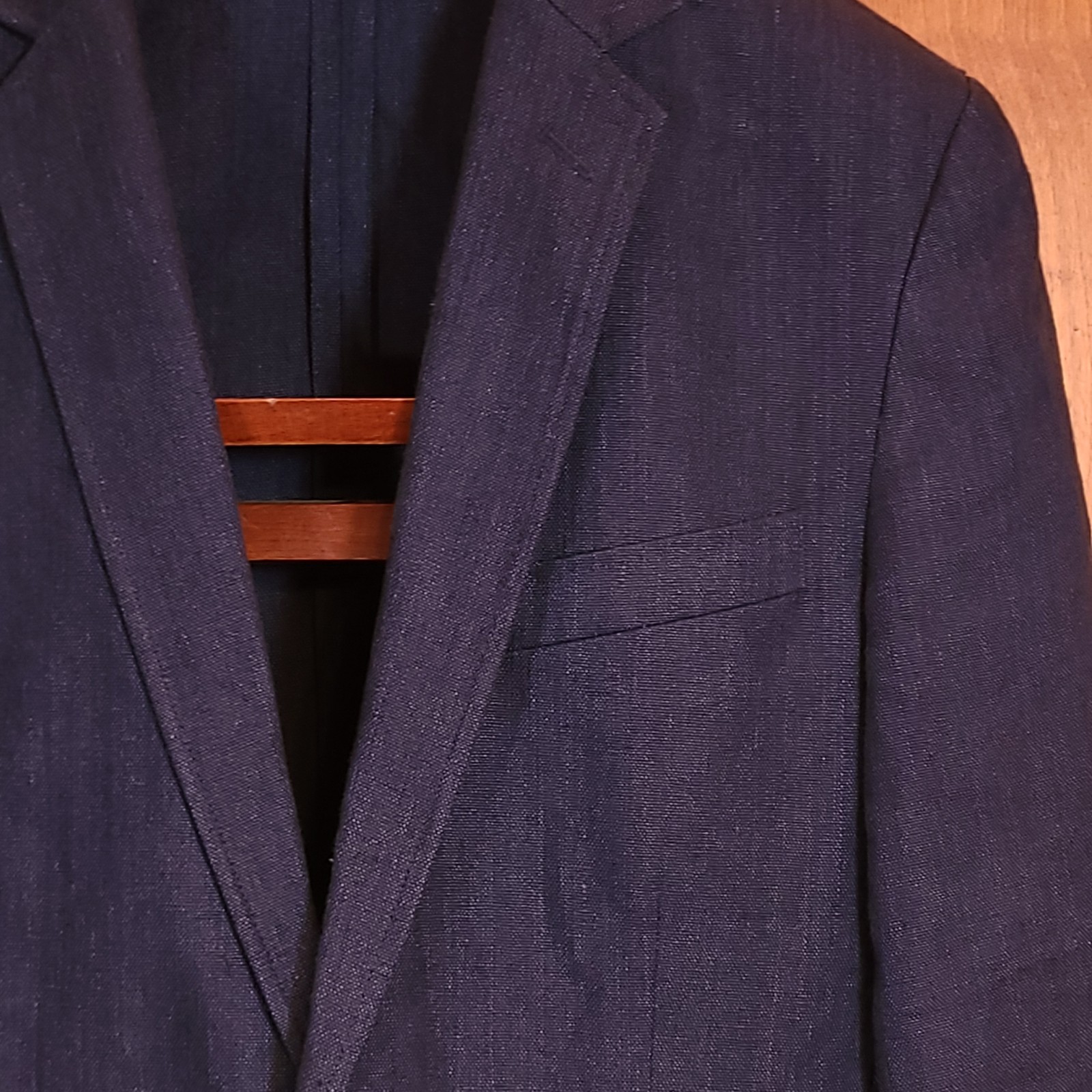 J Crew Sport Coat 36 Linen Blend Patch Pocket Blue