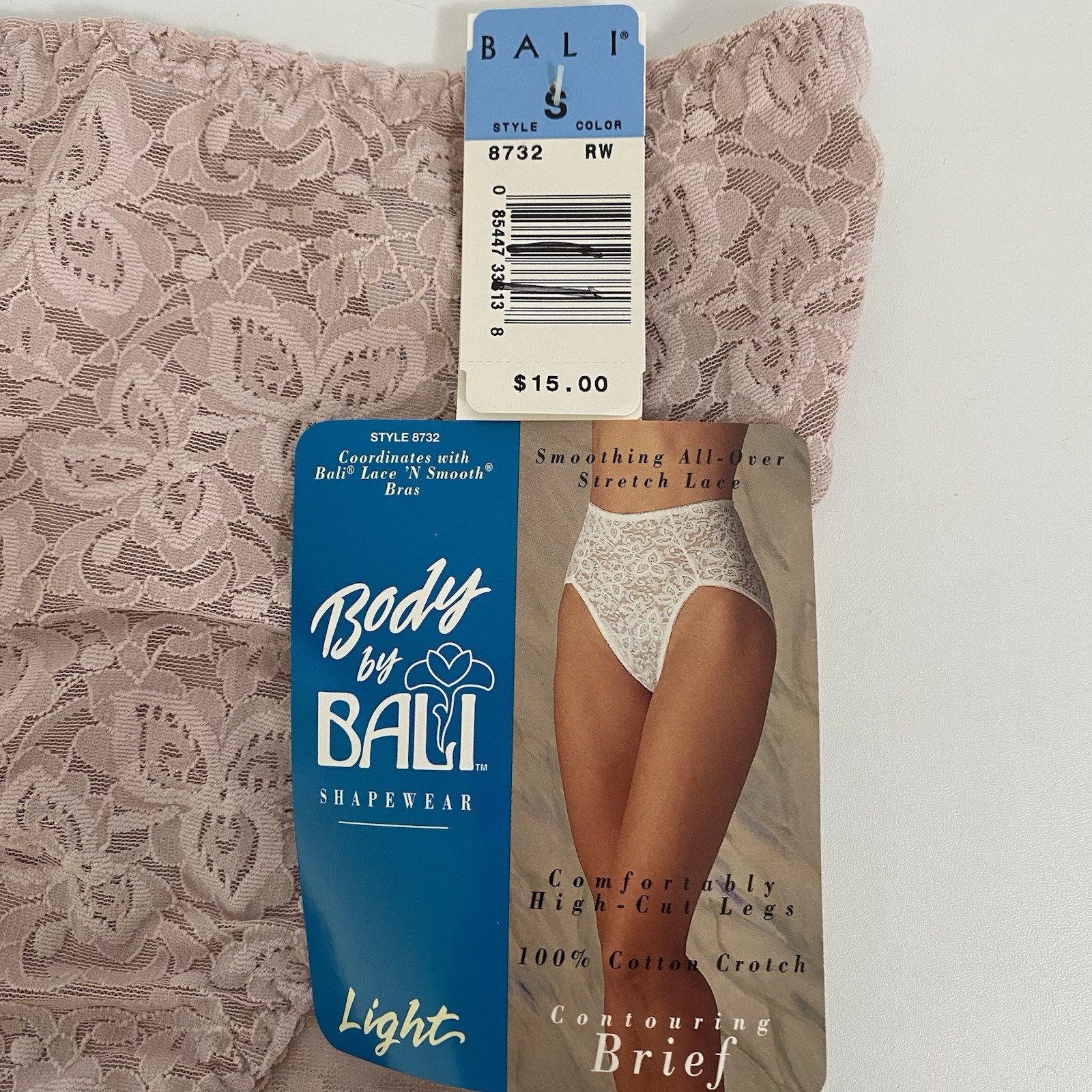 Bali Lace N Smooth Brief All Over Stretch Contour Lace High Cut Style 8732 Small