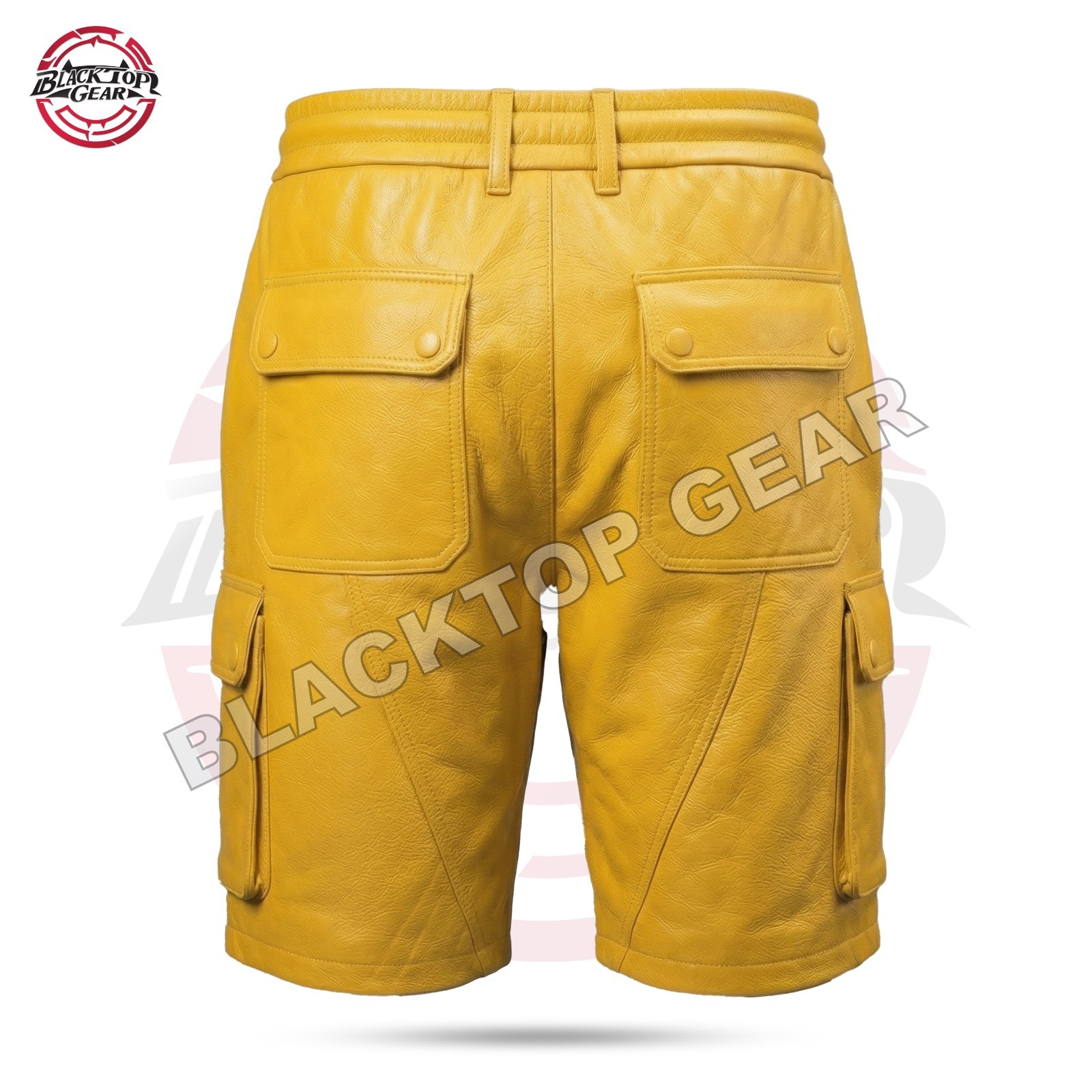 Real Leather Cargo Short Yellow Men’s Half Pant Trouser Lined Custom Made W28-38