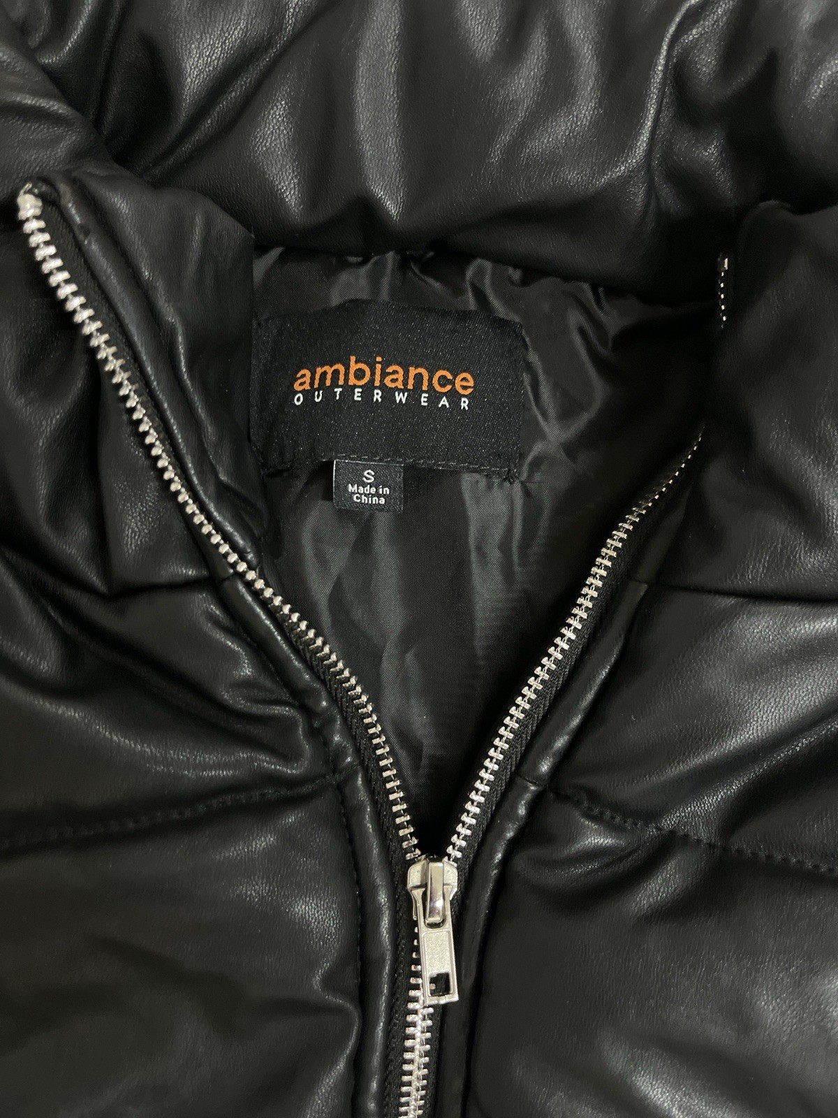 Ambiance Women’s Black Quilted Puffer Vest Full Zip w/ Pockets, Size S