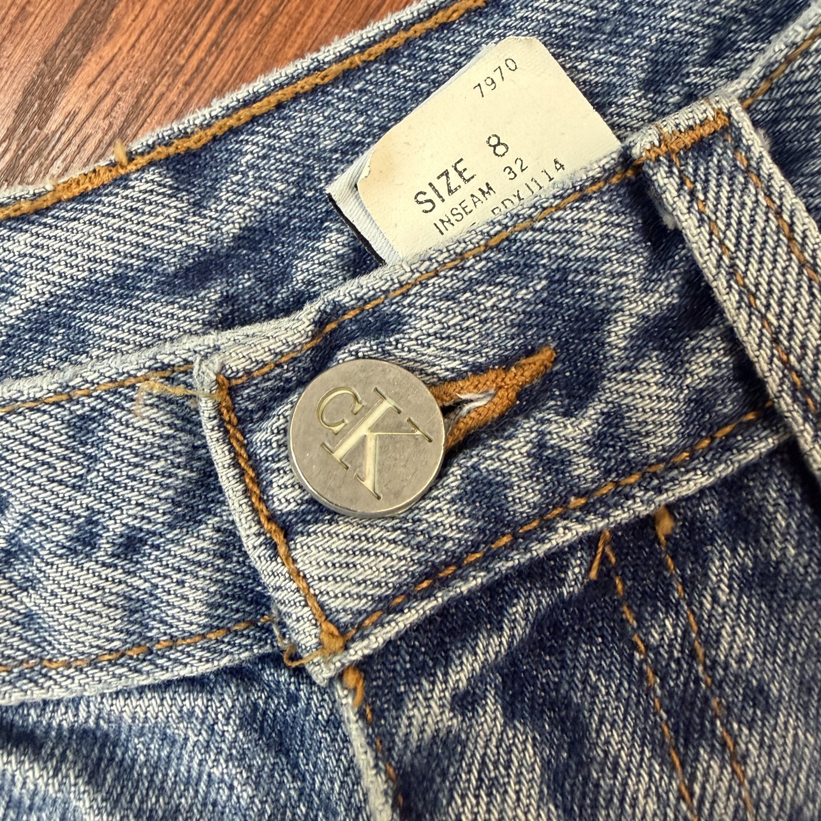 VINTAGE Calvin Klein Jeans Womens 8 Tapered High Rise Stonewash Denim USA 24×32