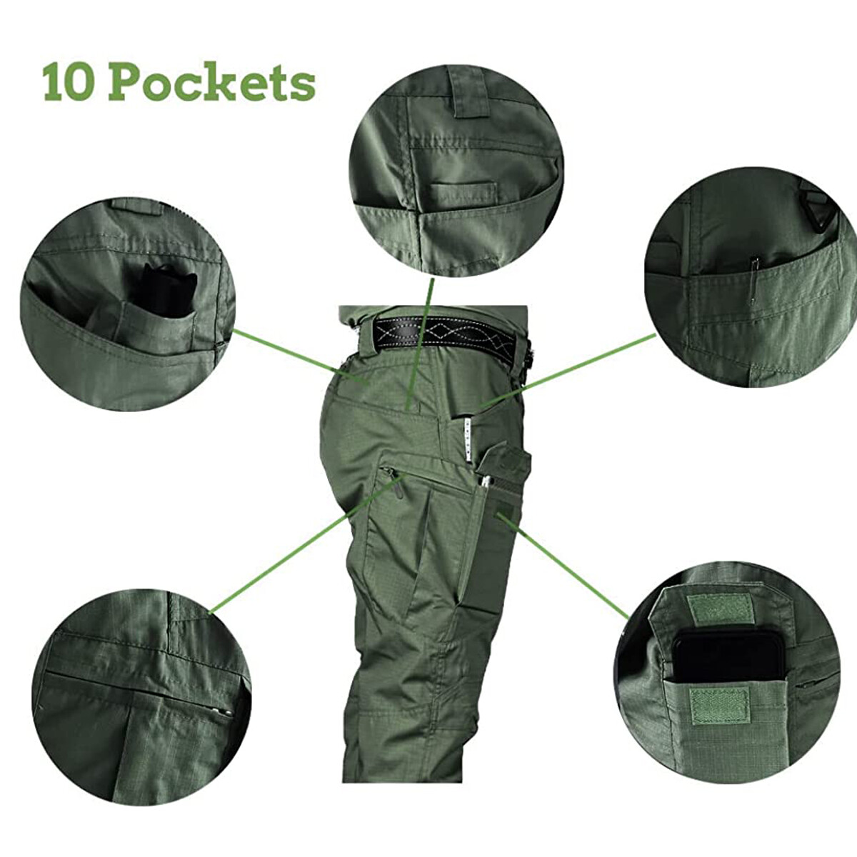 Mens Tactical Cargo Trousers Waterproof Hiking Military Outdoor Working Pants US