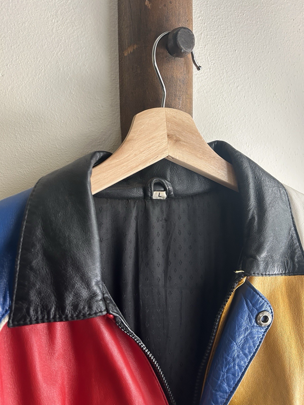 Vintage 80s/90s BMW Multi-Color Leather Racing Jacket Hip Hop 8 Ball Size M