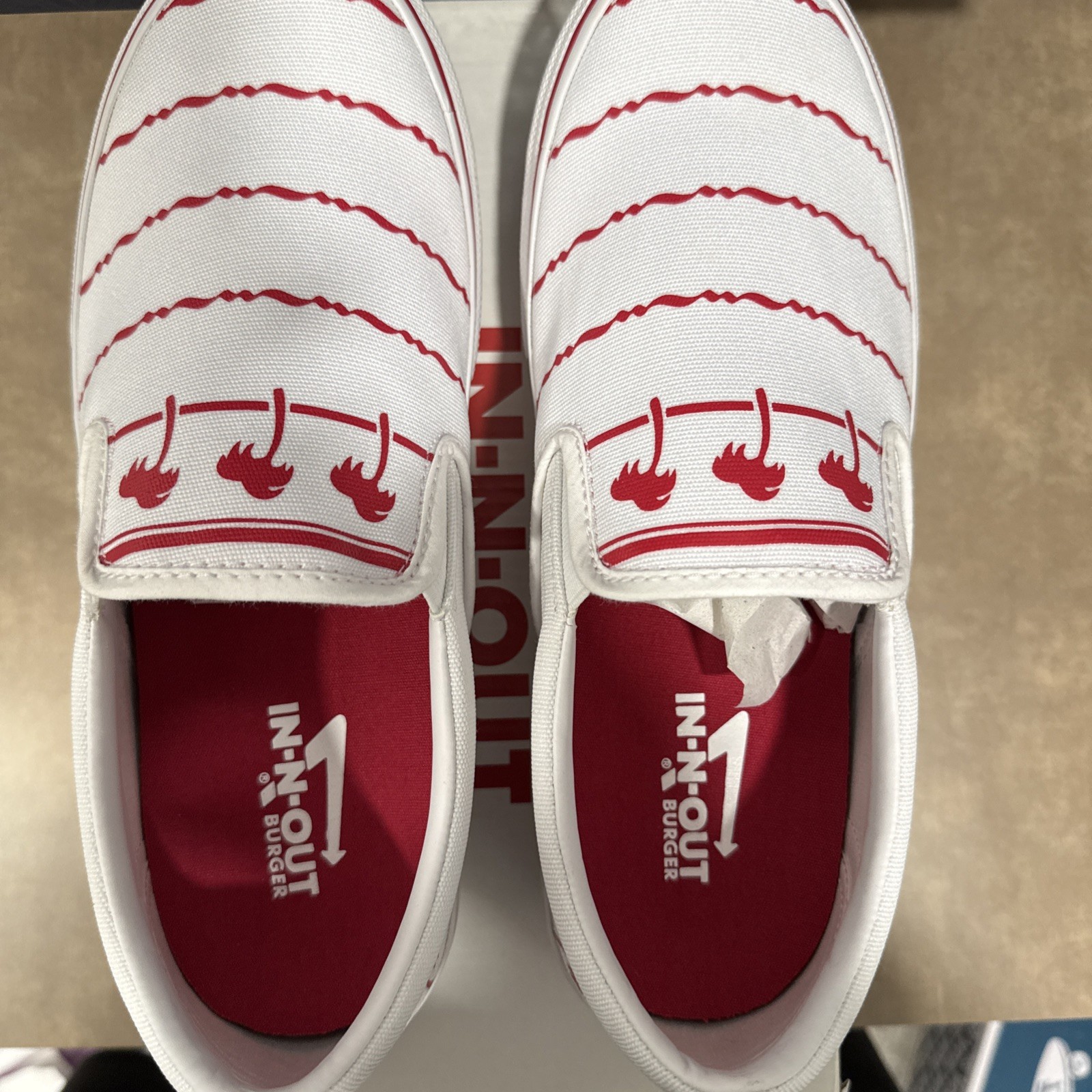 In-N-Out Burger White Drink Cup Slip-On Shoes NEW Sizes Mens 9