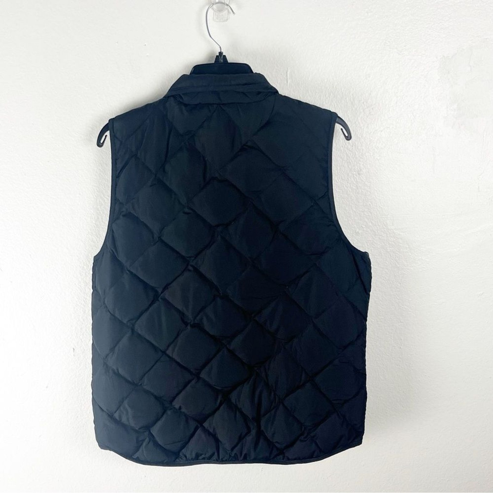 WOOLRICH Black Down Filled Full Zipper Button Closure Pockets Vest, Size Large