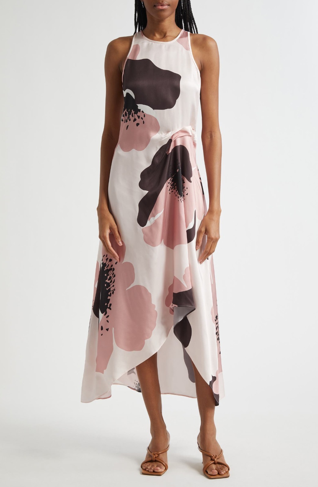 NWOT $285 Reiss Michalie Floral Satin Midi Dress 6