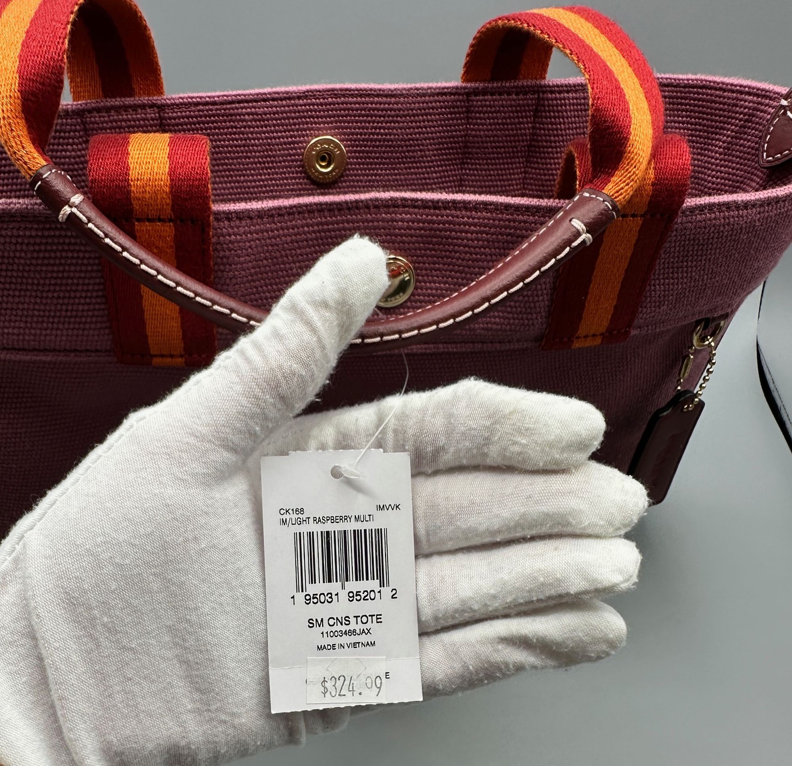 COACH Small Canvas And Smooth Leather Shoulder Tote Light Raspberry Multi CK168