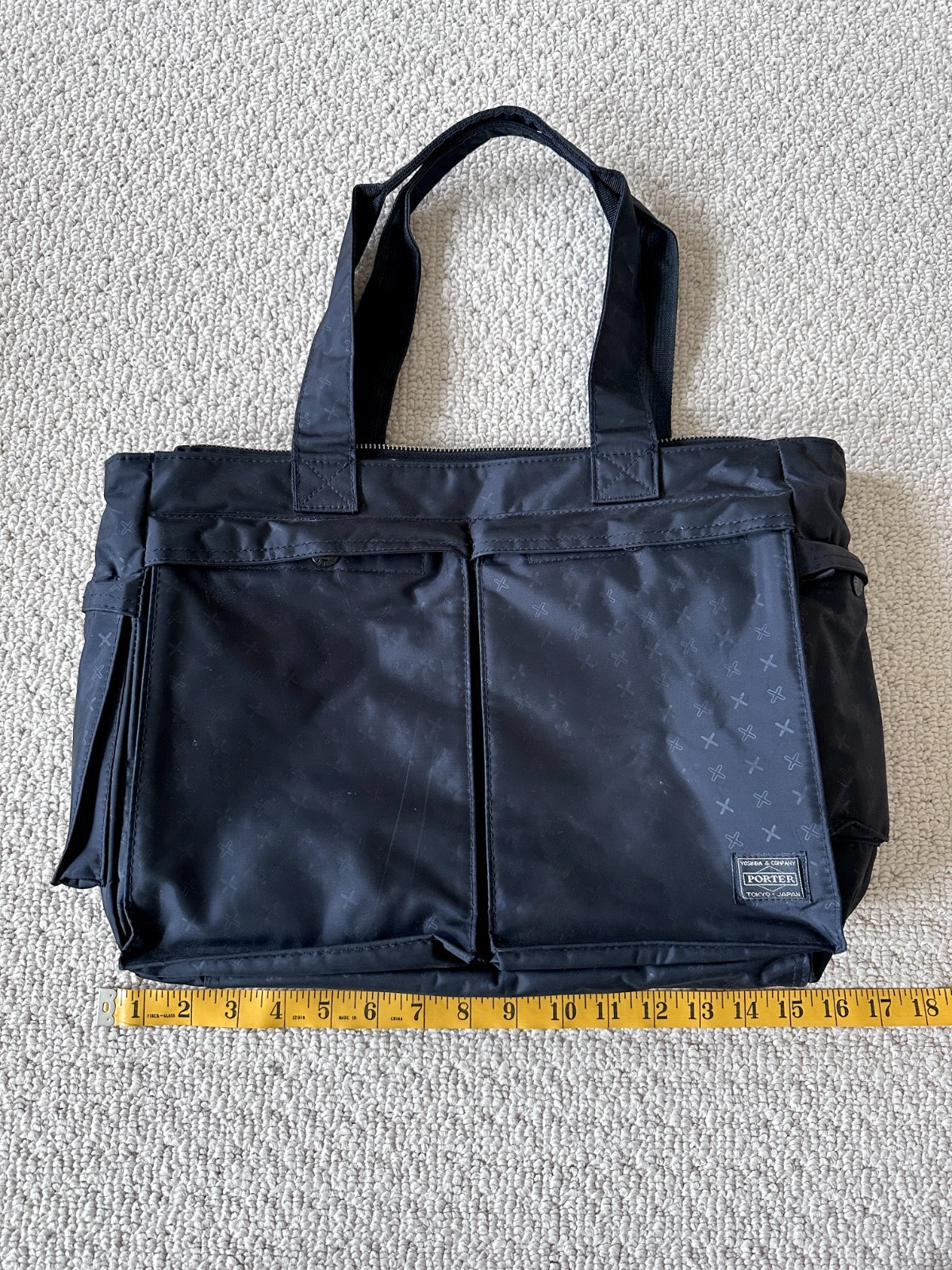 Porter Headporter Plus Pattern Tote Bag – Black Made in Japan Y2K