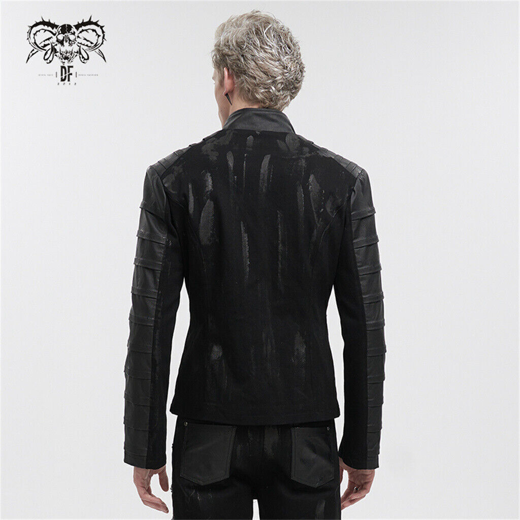 Devil Fashion Black Gothic Punk Rock Daily Wear Slim Fit Short Jacket For Men