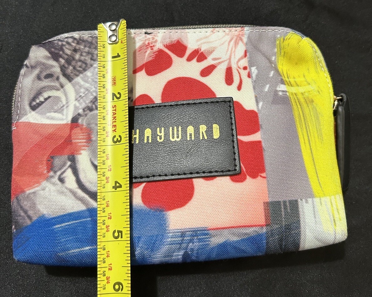 Hayward Designer Colorful Collage Printed Canvas Cosmetic Bag 5.5” Clutch Pouch
