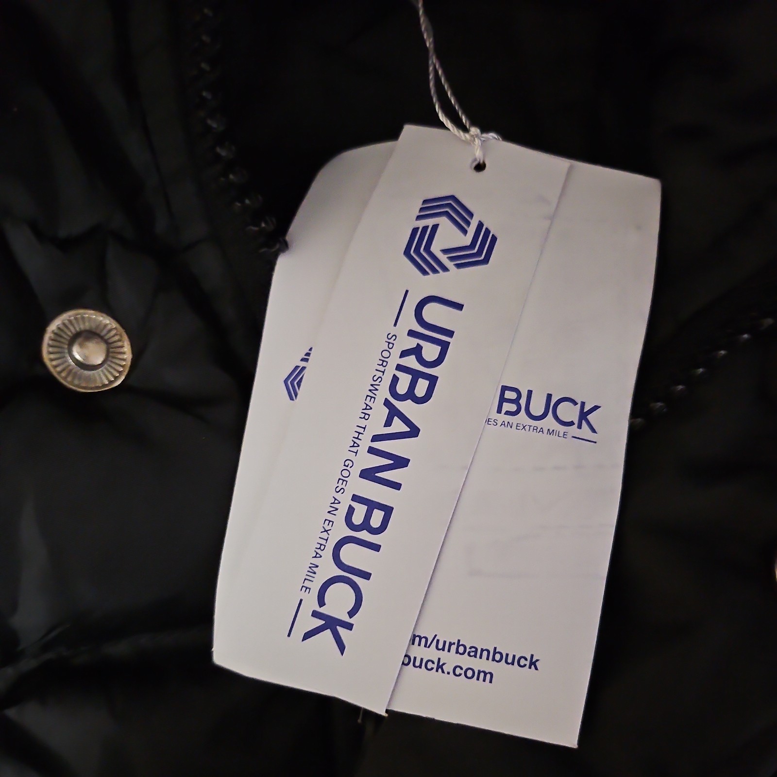 NWT Urban Buck Black Quilted Full Zip Button Puffer Jacket Nylon Size M
