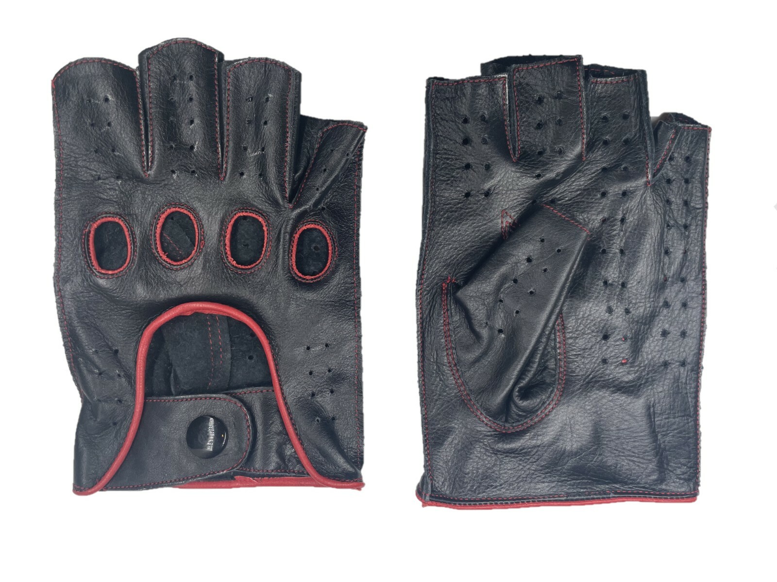 HALF FINGER MEN’S 100% GENUINE LEATHER DRIVING GLOVES REVERSE STITCH CHAUFFEUR