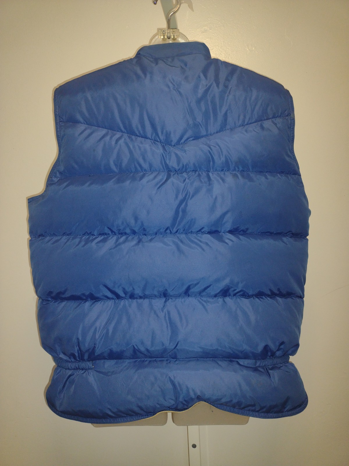 VTG 80s Pacific Trail Reversible Down Vest Tan/Blue Nylon Poly Cotton L