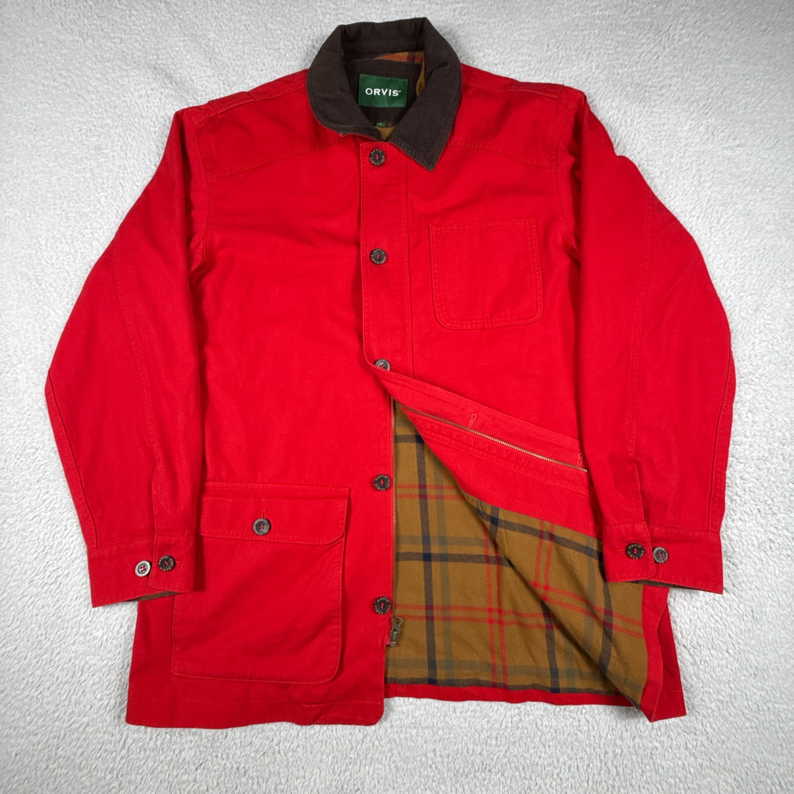 Orives Jacket Mens Large Field Work Chore Utility Flannel Lined Corduroy Collar