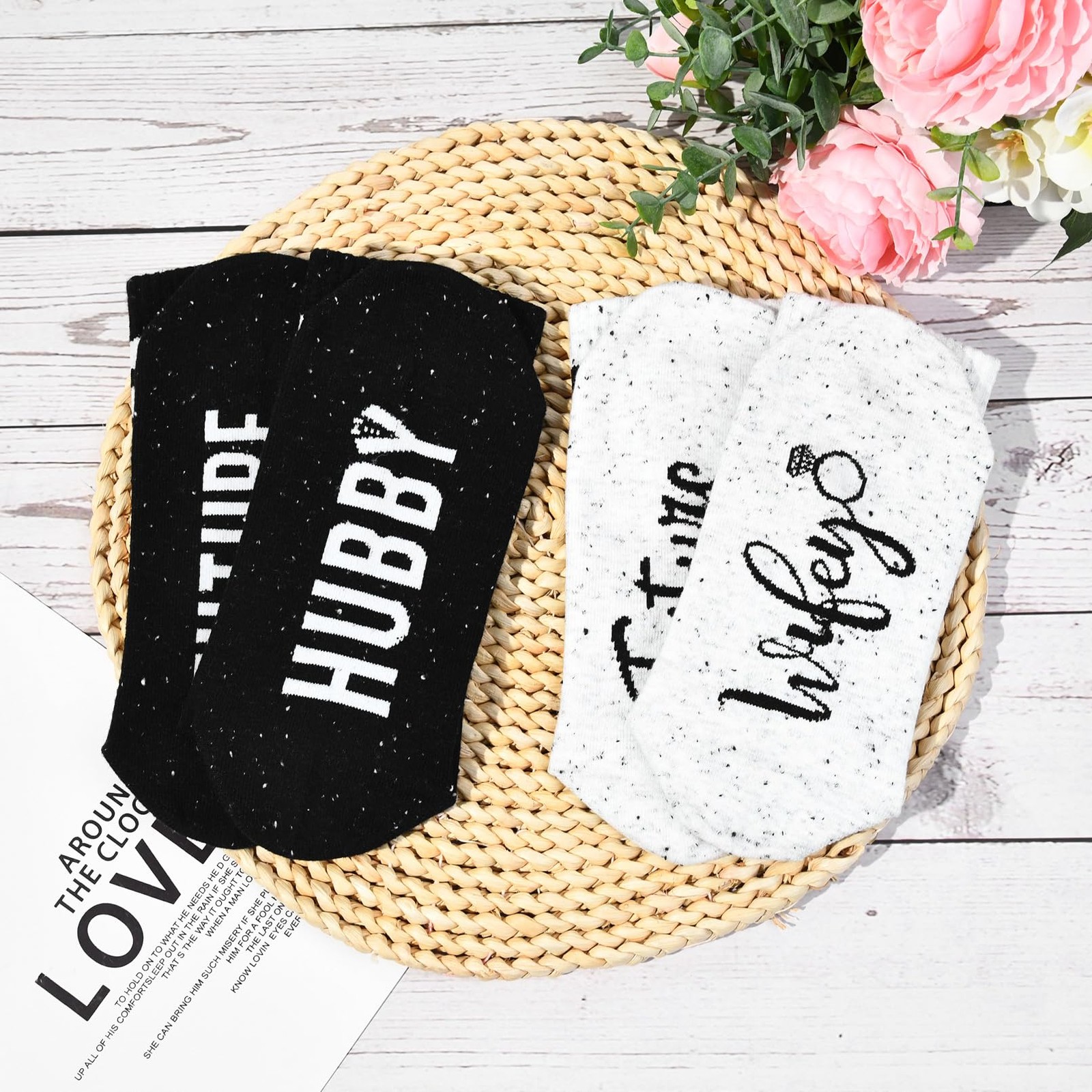 Engagement Gifts Couples 2025 Socks Bride Groom, 2 Count Black One Size Cotton