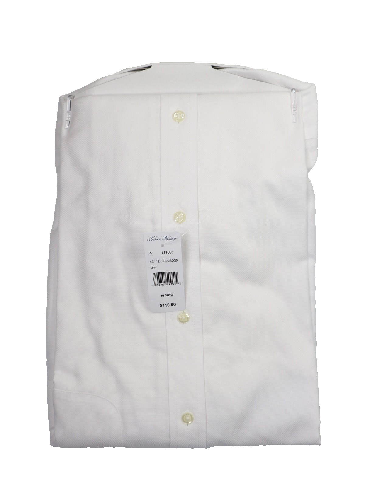 Brooks Brothers REGULAR Non-Iron All Cotton 18-36/37 Ainsley Collar White